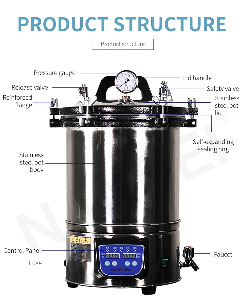 Portable Stainless Steel Steam Sterilizer Autoclave with Ce